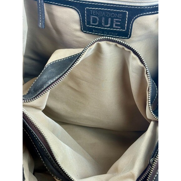 TENTAZIONE DUE Italian Brown Genuine Leather Shoulder Bag Purse Handbag Italy - Picture 7 of 16